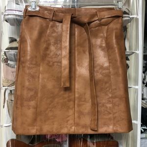 Tan leather skirt